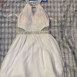 B Darlin white with gold and silver gems size 7/8